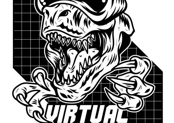 虚拟现实风格的裁片印花设计，适合服装印花