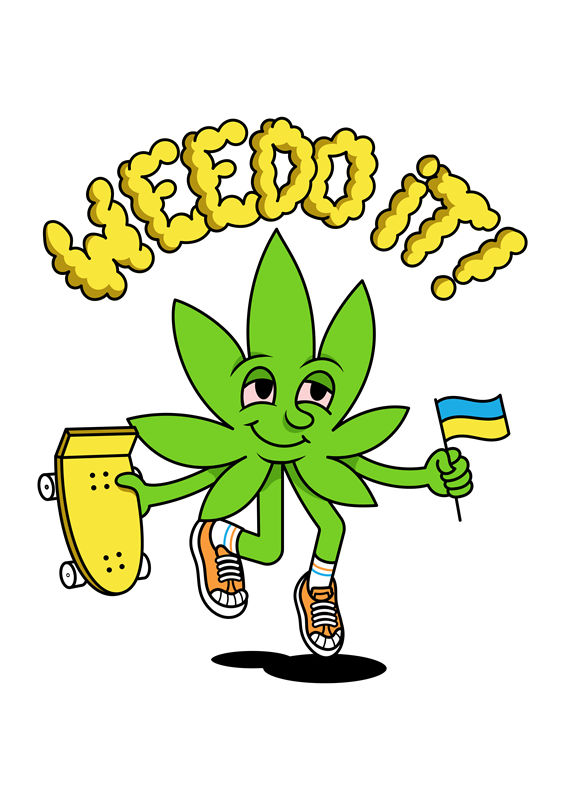 创意滑板大麻叶服装印花素材
