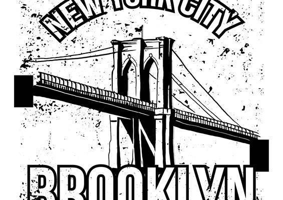 复古纽约布鲁克林桥印花图案，打造个性服装