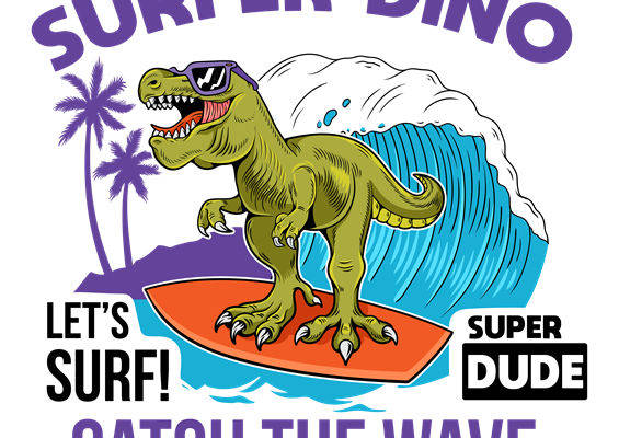 恐龙冲浪创意裁片印花，打造个性服装
