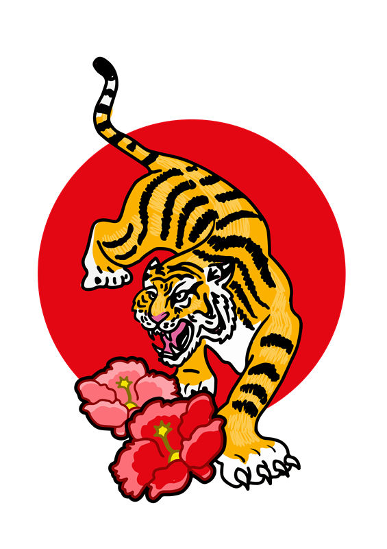 老虎与樱花：创意服装印花设计灵感