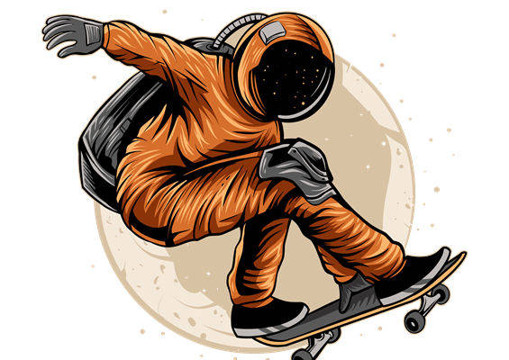 宇航员滑板图案:创意服装印花裁片