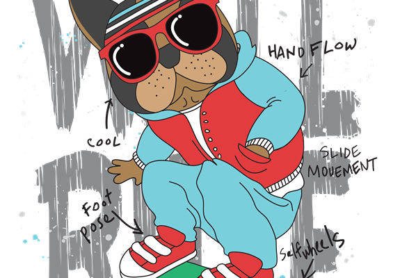 酷炫滑板狗裁片印花，打造潮流服装