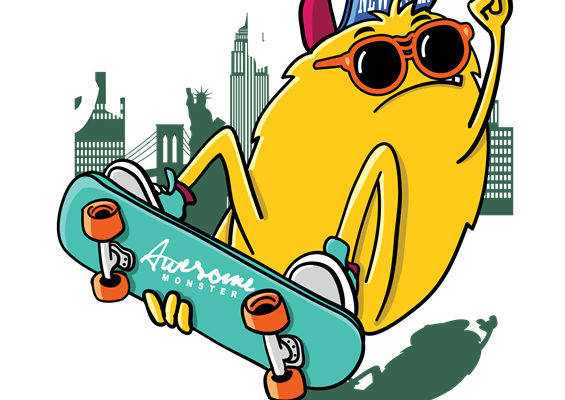 酷炫滑板青蛙图案服装印花裁片