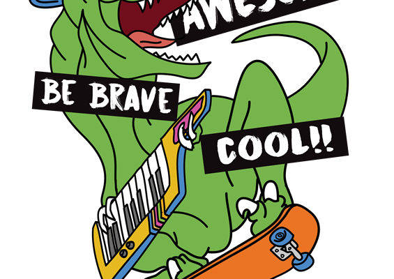 恐龙滑板图案服装印花裁片设计