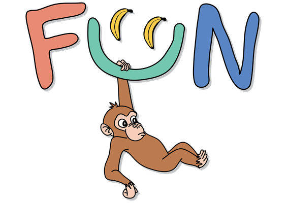 趣味猴子攀爬香蕉花型服装印花裁片