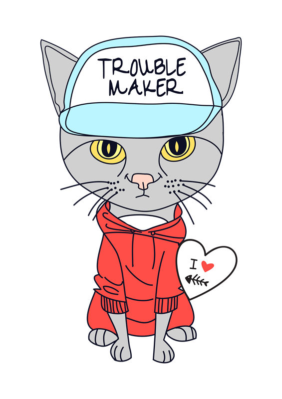 可爱猫咪印花图案，打造个性服装