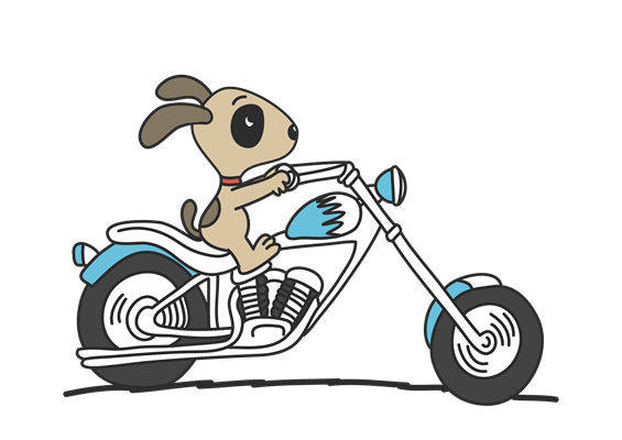 萌趣小狗骑摩托,创意服装印花设计