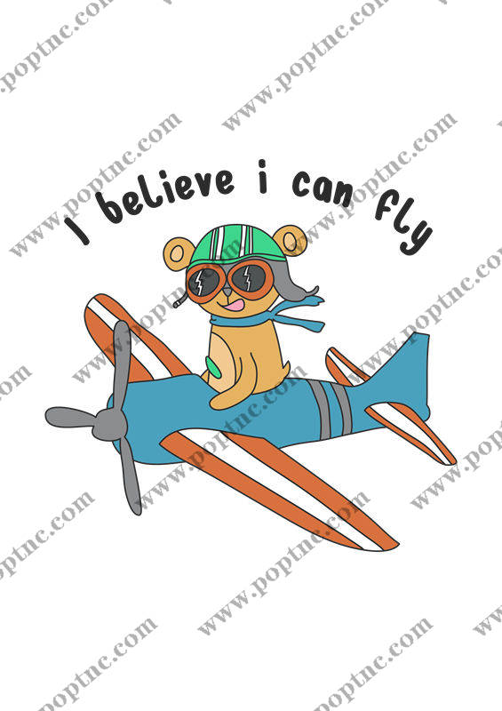可爱小动物驾驶飞机的服装印花裁片