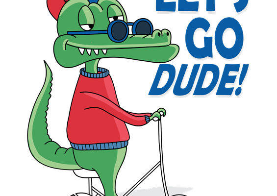 趣味鳄鱼骑行图案，打造个性服装印花