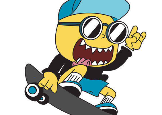 卡通滑板手裁片印花,创意服装印花设计