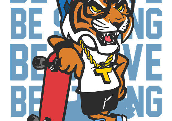 酷炫老虎裁片印花:街头风服装印花设计