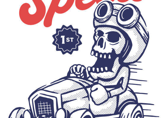 骷髅赛车手:独特创意服装印花裁片