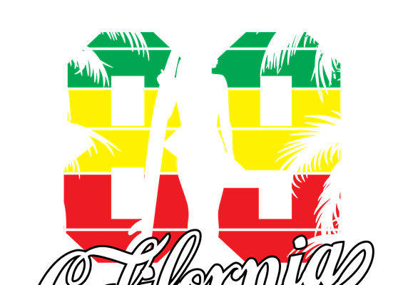 加州风情服装印花裁片：棕榈树与数字99的完美结合