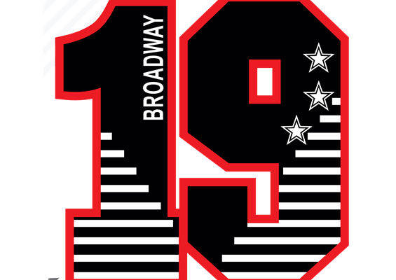 时尚裁片印花:黑色红边数字19服装印花