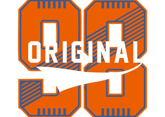 复古橙色数字99服装印花素材，经典时尚