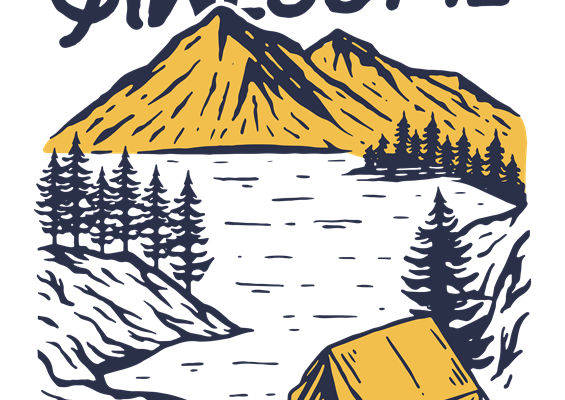 自然山湖帐篷图案，打造户外风格服装印花