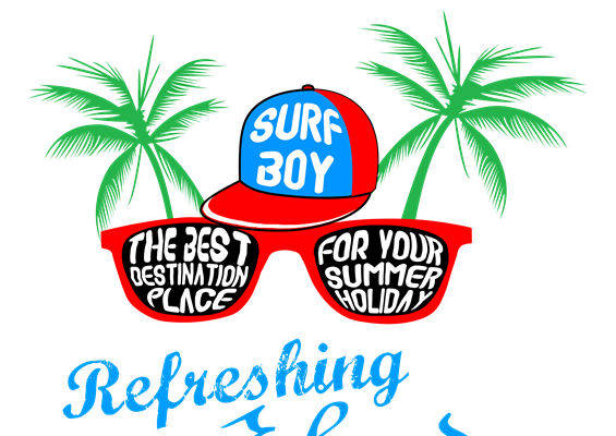 夏日海滩风情服装印花裁片设计