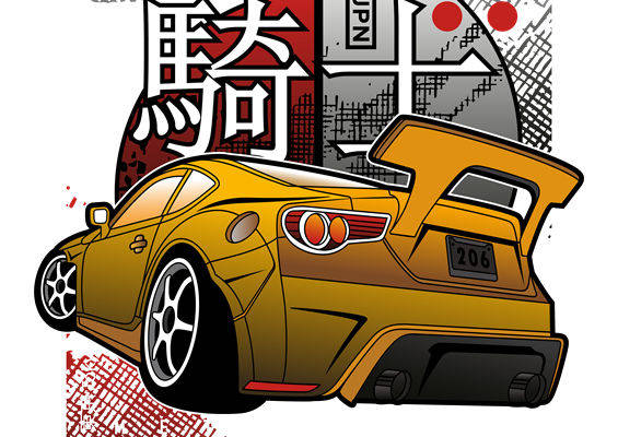 东京街头风潮：复古跑车图案服装印花