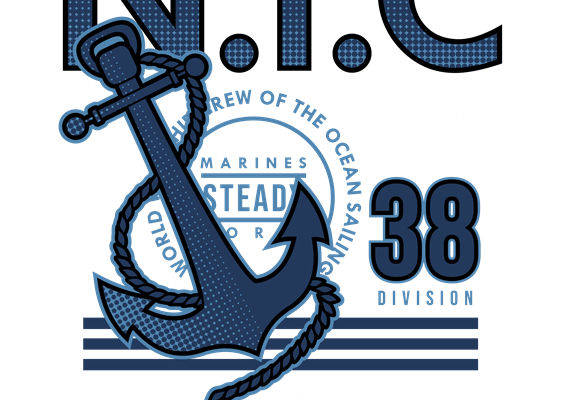 海洋航海风格服装印花图案，适合夏季服饰