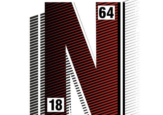 时尚裁片印花：红色条纹N字型服装印花