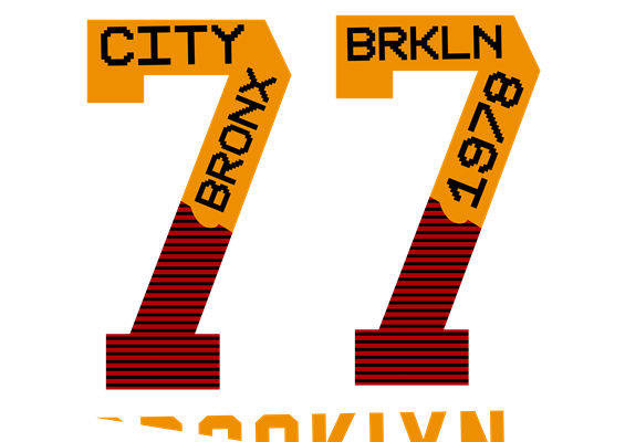 城市风情服装印花裁片设计：复古77年纽约风格