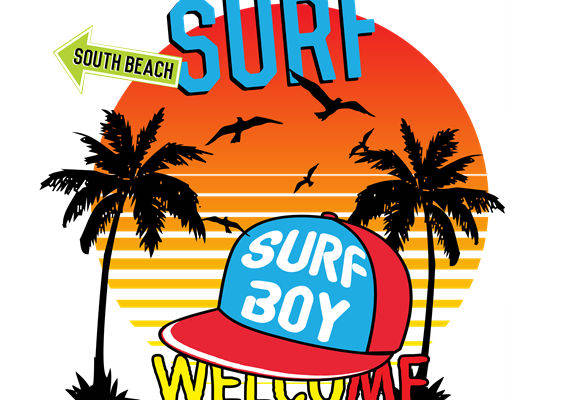 夏日海滩风情服装印花图案裁片印花