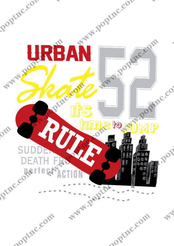 街头风滑板图案服装印花裁片