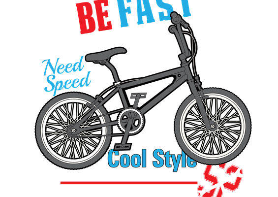 酷炫自行车图案裁片印花,打造个性服装