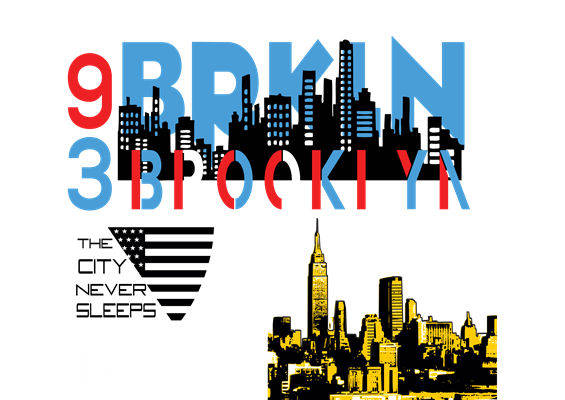 纽约天际线裁片印花：城市风格服装印花