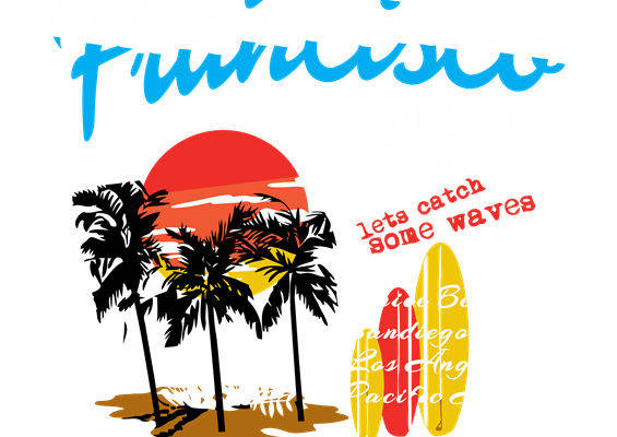 夏日风情服装印花设计，海滩风情裁片印花素材