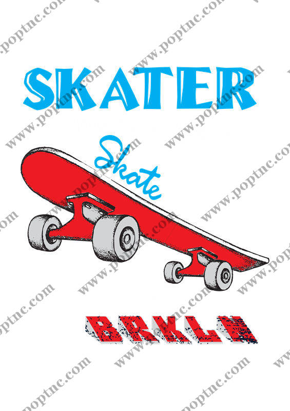 复古滑板图案裁片印花,适合街头风服装设计