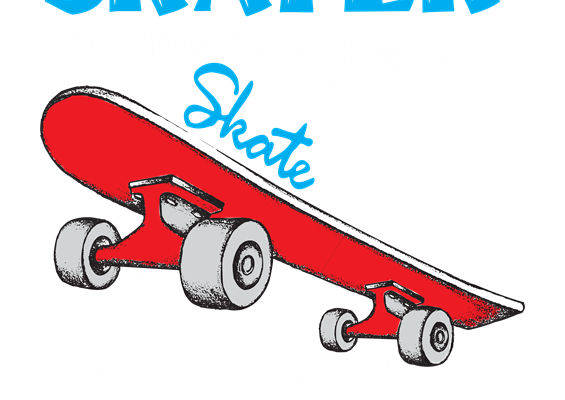 复古滑板图案裁片印花,适合街头风服装设计