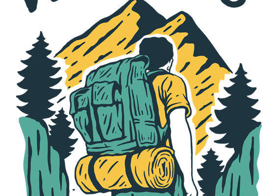 户外徒步山景印花裁片,适合服装印花设计