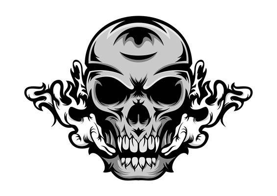 骷髅与火焰：独特设计的服装印花裁片