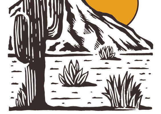 沙漠风情裁片印花：山川植物图案服装印花