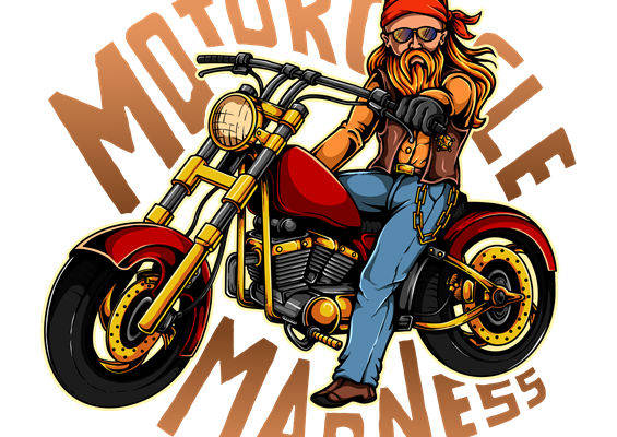 摩旅狂人：摩托车骑行者图案服装印花裁片