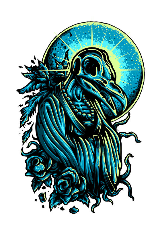 神秘幽灵与玫瑰花型服装印花裁片