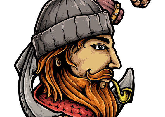 中世纪海盗头像印花设计：服装印花裁片灵感