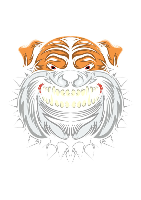 橙色猛兽头像印花设计，适合服装裁片印花