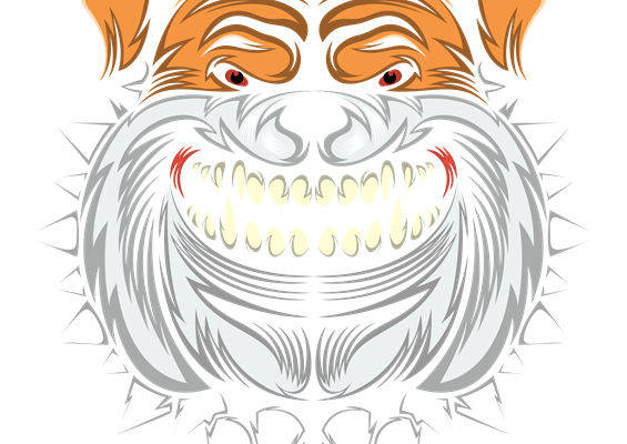 橙色猛兽头像印花设计，适合服装裁片印花