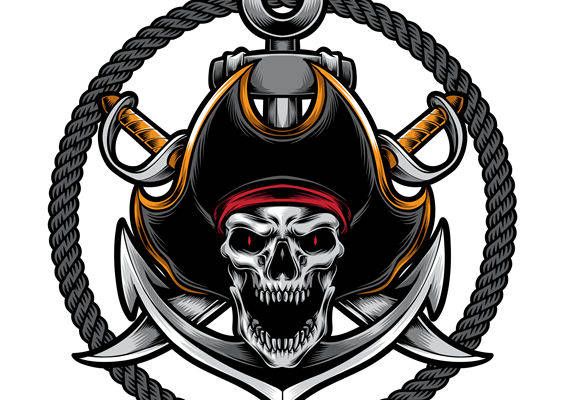 海盗主题服装印花：骷髅与锚的完美结合