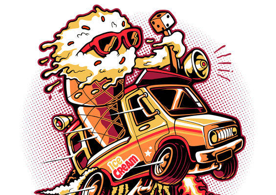 创意冰淇淋车印花图案，打造个性服装裁片