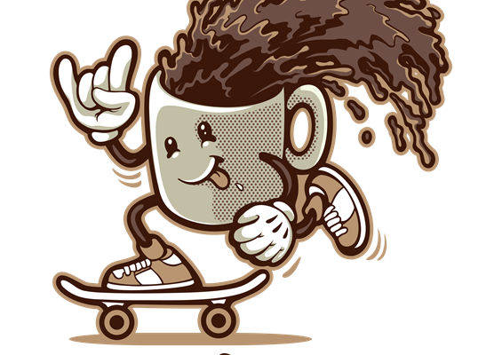 时尚裁片印花:个性咖啡杯图案服装印花