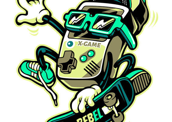 酷炫滑板游戏风格服装印花裁片