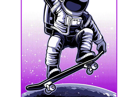 太空滑板宇航员裁片印花：创意服装印花新选择