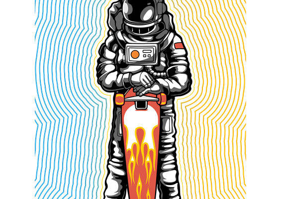 宇航员滑板图案裁片印花，时尚创意服装印花设计