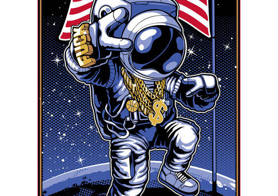 太空宇航员主题裁片印花，打造个性时尚服装