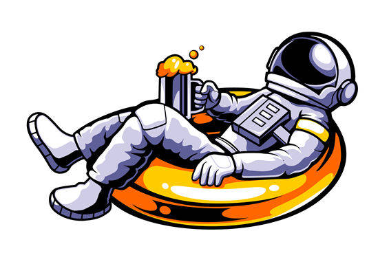 宇航员在太空漂浮的创意服装印花