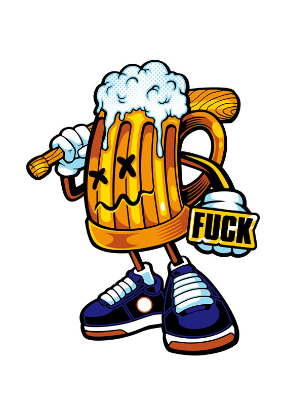 创意啤酒杯图案服装印花裁片